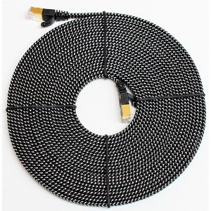 Tera Grand CAT7 10 Gigabit Ethernet Ultra Flat Braided Cable, Black/White - 1 of 1