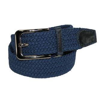 CTM Men's Big & Tall Elastic Braided Stretch Belt with Silver Buckle