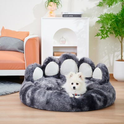 Racxily Upgraded Paw Shape Soothing Round Pet Bed - for Indoor Cats & Small/Medium Dogs, Soft, Machine Washable, Cotton