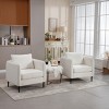 Mid-Century Velvet Accent Chair with Pillow and Metal Legs,Modern Comfy Armchair for Living Room or Home Office-Cuddlewood - 3 of 4