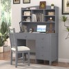 Lyngins Vintage Retro Home Office Desk & Upholstered Chair Set – Built-In 5-Section Bookshelf, 4 Drawers, Computer Desk/Executive Desk for Study - 4 of 4