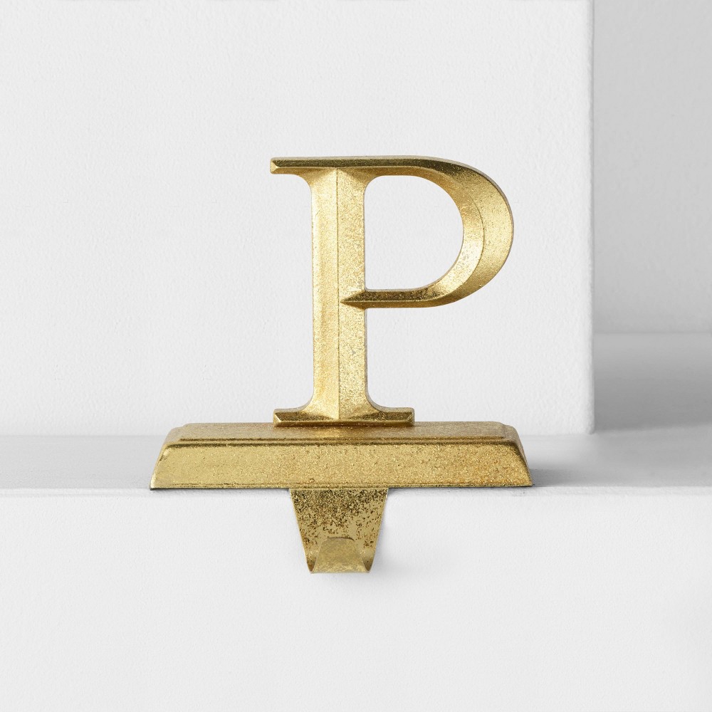 Monogram Christmas Stocking Holder Gold P - Wondershop