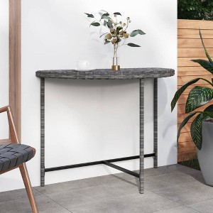 vidaXL Patio Table Gray 39.4"x19.7"x29.5" Poly Rattan - 1 of 4