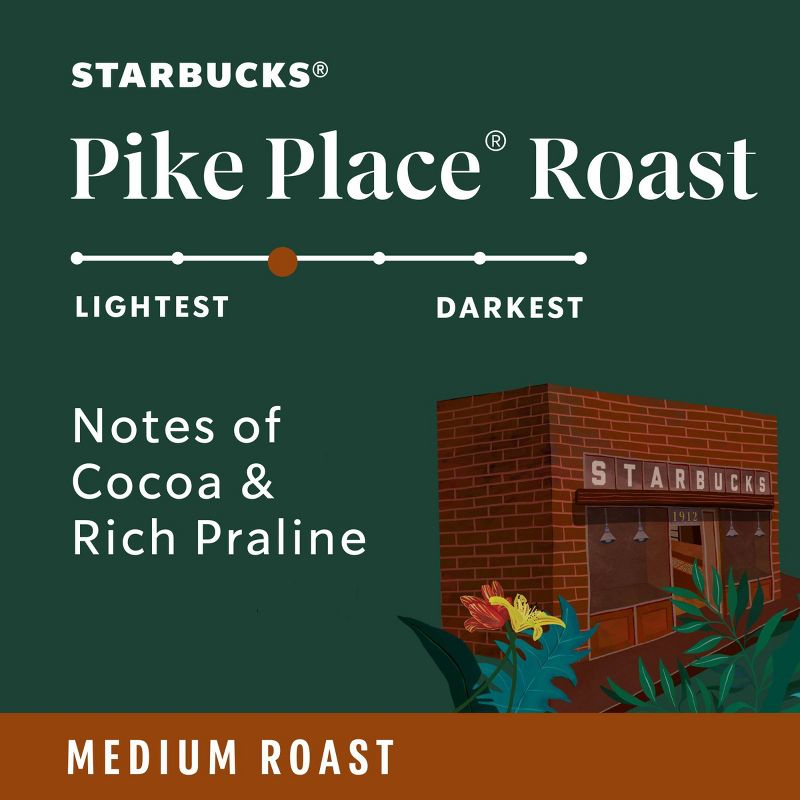 Starbucks Medium Roast K-Cup Coffee Pods Pike Place Roast for Keurig Brewers, 6 of 9