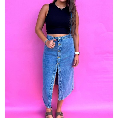 Women's Asher Mid Rise Stretch Midi Denim Skirt - Blue B