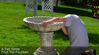 Sunnydaze White Fiberglass 52" 4-Tier Fruit Top Outdoor Water Fountain