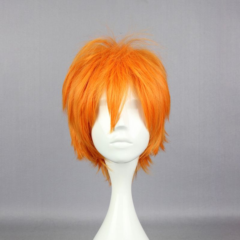 Unique Bargains Women's Wigs 12" Orange with Wig Cap Short Hair, 2 of 7