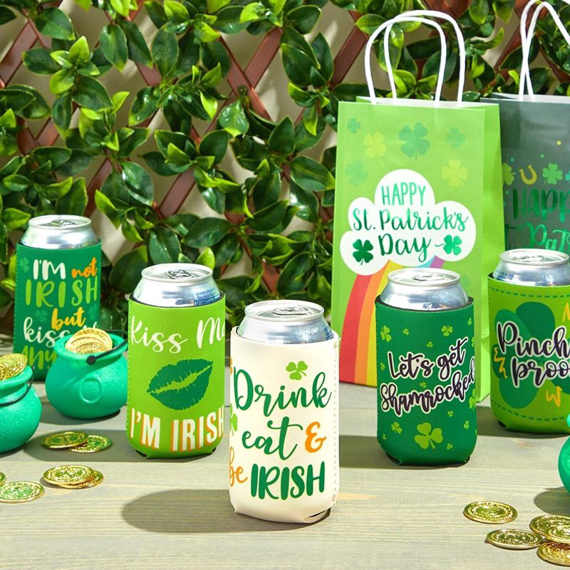 Sparkle and Bash 12 Pack Can Cooler, Bottle Holder for St Patrick Day Party (2.5 x 4.3 in), 2 of 9