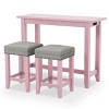 HOMES: Inside + Out 3pc Rockland Dining Set with USB Plug Antique Pink: Transitional Style, Padded Counter Stools - 4 of 4