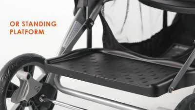 Magnolia Gray Double Tandem Stand-On Plastic Stroller