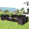 Tangkula 8PCS Outdoor Conversation Set Patio PE Rattan Set w/ Glass Table & Sofa Cushions - 2 of 4