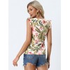 Allegra K Women's Tropical Floral Printed Square Neck Ruffle Sleeve Tank Top - 4 of 4