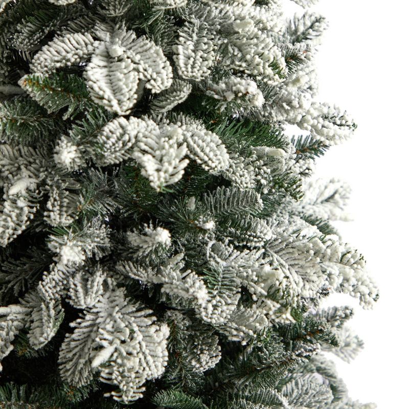 Nearly Natural 5-ft Flocked North Carolina Fir Christmas Tree with 350 Warm White Lights and 1247 Bendable Branches, 5 of 9