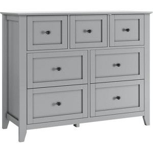 Jojoka 7-Drawer Wood Dresser with Metal Handles – Modern Minimalist Chest of Drawers for Bedroom, Living Room, Hallway Storage Organizer - 1 of 4