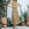 Anna-Kaci Women's Halter Neck Belted Ruffle Floral Print Maxi Dress - 3 of 4