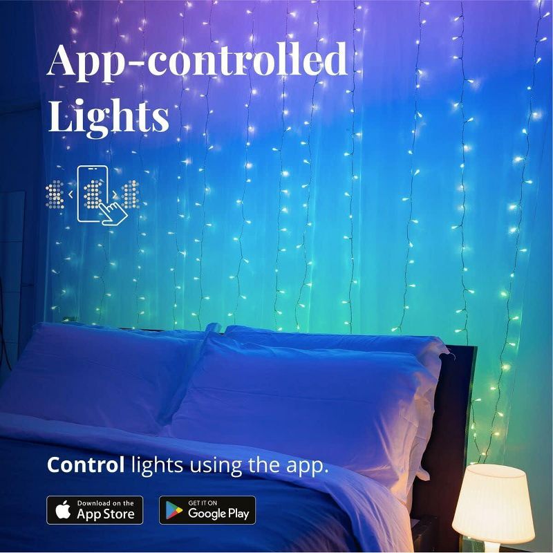 Twinkly Curtain App-Controlled LED Christmas Lights with 210 RGB+W (16 Million Colors + Warm White) LEDs. 5 by 7 feet. Clear Wire, 4 of 11