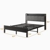 Lyngins Twin Size Platform Bed Frame with Storage Headboard ( 2 Outlets + 2 USB Ports), Under-Bed Storage, Gray Cotton Flax Upholstery - 4 of 4