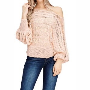 Women's Tara Open Knit Textured Sheer Top - SOLUTION - 1 of 3