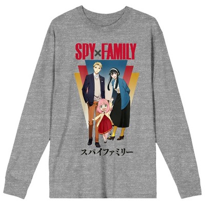 Spy x Family Forger Family Outing Art Crew Neck Long Sleeve Gray Heather Adult Tee-3XL