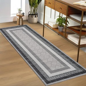 Rugs Washable Area Rug for Living Room Bordered Modern Geometric Indoor Area Rug Non Slip Low Pile Throw Carpet - 1 of 4