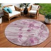 Plum Mauve And Pink Floral Washable Indoor Outdoor Area Rug - 2 of 4