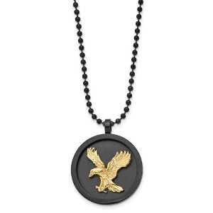 Black Bow Jewelry Stainless Steel Black & Gold Tone Plated Eagle Disc Necklace, 24 Inch - 1 of 4