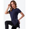 Mocamel Women's Casual Crew Neck Short Sleeve Tunic Top Loose Fit Solid Color Tee for Streetwear & Daily Wear - 2 of 4