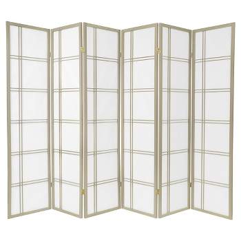 6 ft. Tall Double Cross Shoji Screen - Special Edition - Gray (6 Panels)