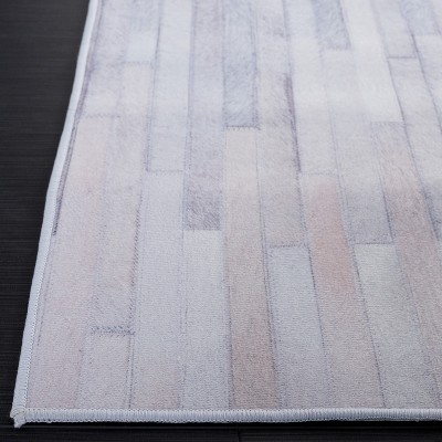 Gray Faux Fur Rectangular Washable Area Rug