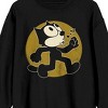 Felix Whistle While You Work on Gold circle frame on Black Long Sleeve Adult crew neck - 2 of 3