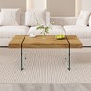 HDZNVF Wood colored texture sticker MDF Coffee Table with Tempered glass legs - 2 of 4