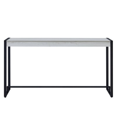 Macen Distressed White and Aged Black Industrial Console Table with Storage