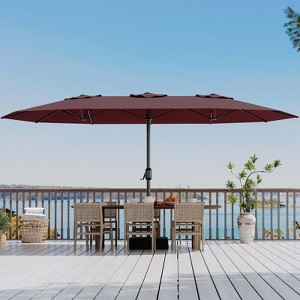Garvee 15FT Rectangular Patio Umbrella with Base Included - Large Patio Umbrella with Crank Handle, UV Protection for Outdoor Market - 1 of 4