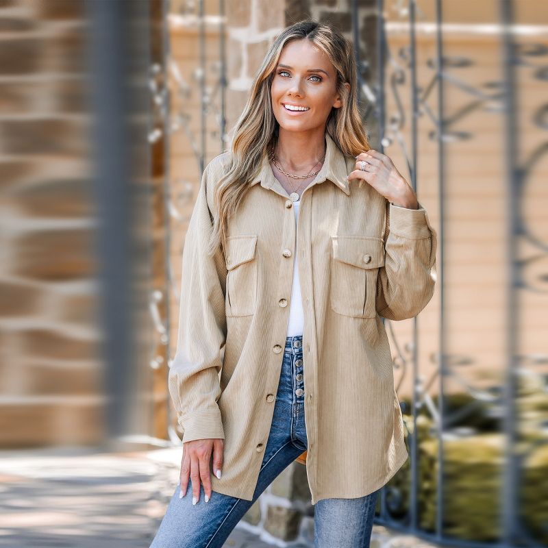 Women's Corduroy Button-Front Shacket - Cupshe, 3 of 7