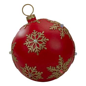 Northlight 12" LED Lighted Large Red Christmas Ball Ornament Tabletop Decoration