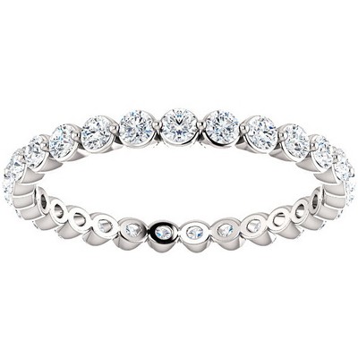 Pompeii3 3/4 Ct Diamond Single Prong Eternity Ring Wedding Stackable Band 10k White Gold