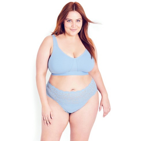 Hips & Curves | Women's Plus Size Wire Free Soft Cup Bra - Blue - 42ddd