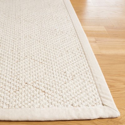 Ivory Flat Woven Handmade Wool Rectangular Area Rug 4' x 6'