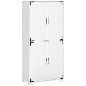 Industrial Kitchen Pantry Cabinet with 4 Doors and Storage Shelves, Freestanding Storage Cabinet - 1 of 4