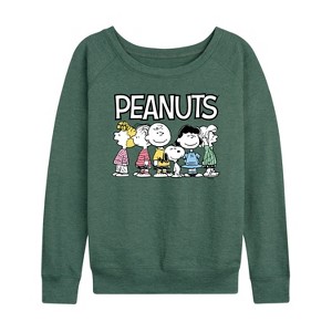 Women's - Peanuts - Peanuts Crew Lightweight French Terry Wide Neck Long Sleeve Shirt - 1 of 4