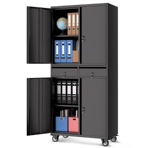 Metal Storage Cabinet, 73 Inch Garage Storage with Locking Doors and Adjustable Shelves - 1 of 4