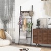 Tangkula Wall-Leaning Blanket Towel Ladder 5-Tier Quilt Ladder with 5 Removable Hooks Home Industrial Storage Shelf w/ Anti-slip Foot Pads - 4 of 4