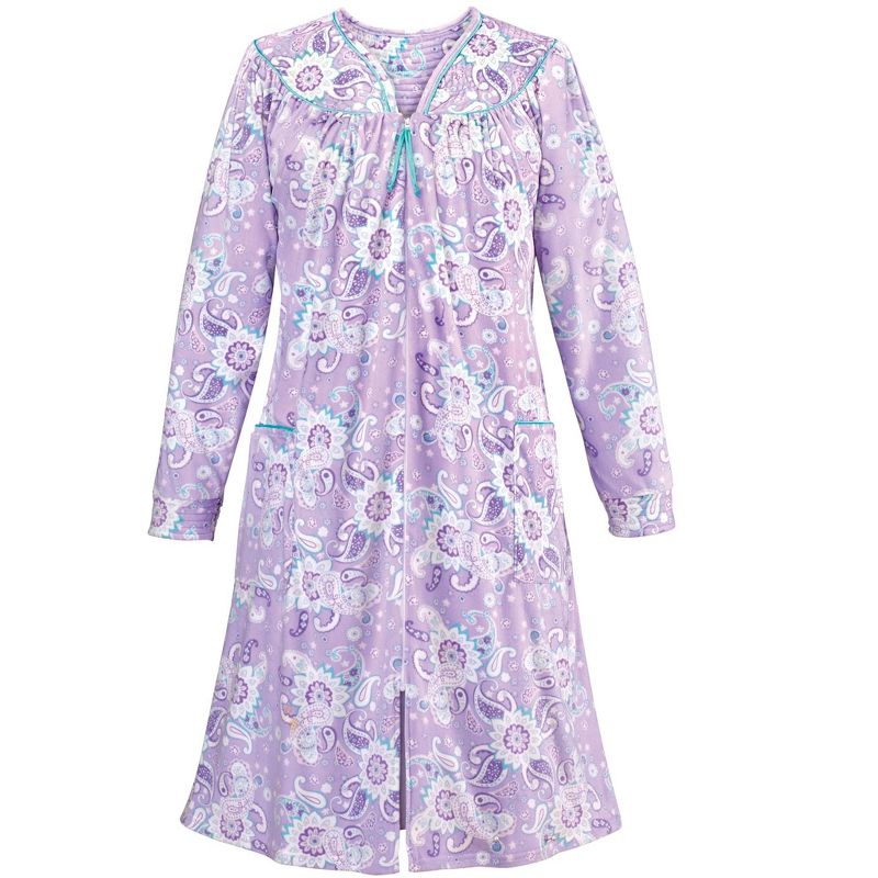 Collections Etc Zip Front Soft Paisley Robe, 1 of 5