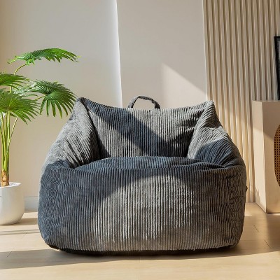 MAXYOYO Bean Bag Chair, Floor Sofa with Handle, Bean Bag Chairs for Adults and Kids, Dark Grey