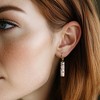 Ross-Simons Pink and White Opal Drop Earrings With .10 ct. t.w. White Topaz in 18kt Gold Over Sterling - 2 of 3