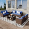 Jojoka 5pc Outdoor Patio Conversation Set, 7-Seat PE Rattan Sectional Sofa with Water-Resistant Cushions for Backyard, Deck, or Poolside - 2 of 4