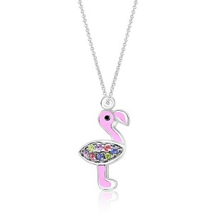 Chanteur Hypoallergenic Kids Jewelry Accessories Flamingo Pink Crystal White Gold Palladium Plating Necklace Pendant - 1 of 1