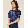 INSPIRE CHIC Women's Floral Summer Crew Neck Casual Shirred Short Sleeve Blouse - 2 of 4