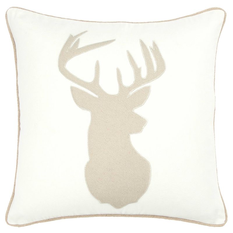 20&#34;x20&#34; Oversize Deer Head Poly Filled Square Throw Pillow Light Beige - Rizzy Home, 1 of 12