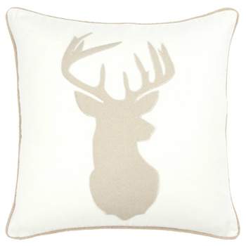 20"x20" Oversize Deer Head Poly Filled Square Throw Pillow Light Beige - Rizzy Home